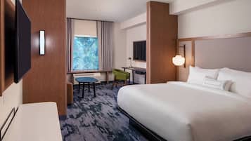 Pillow-top beds, desk, laptop workspace, blackout curtains