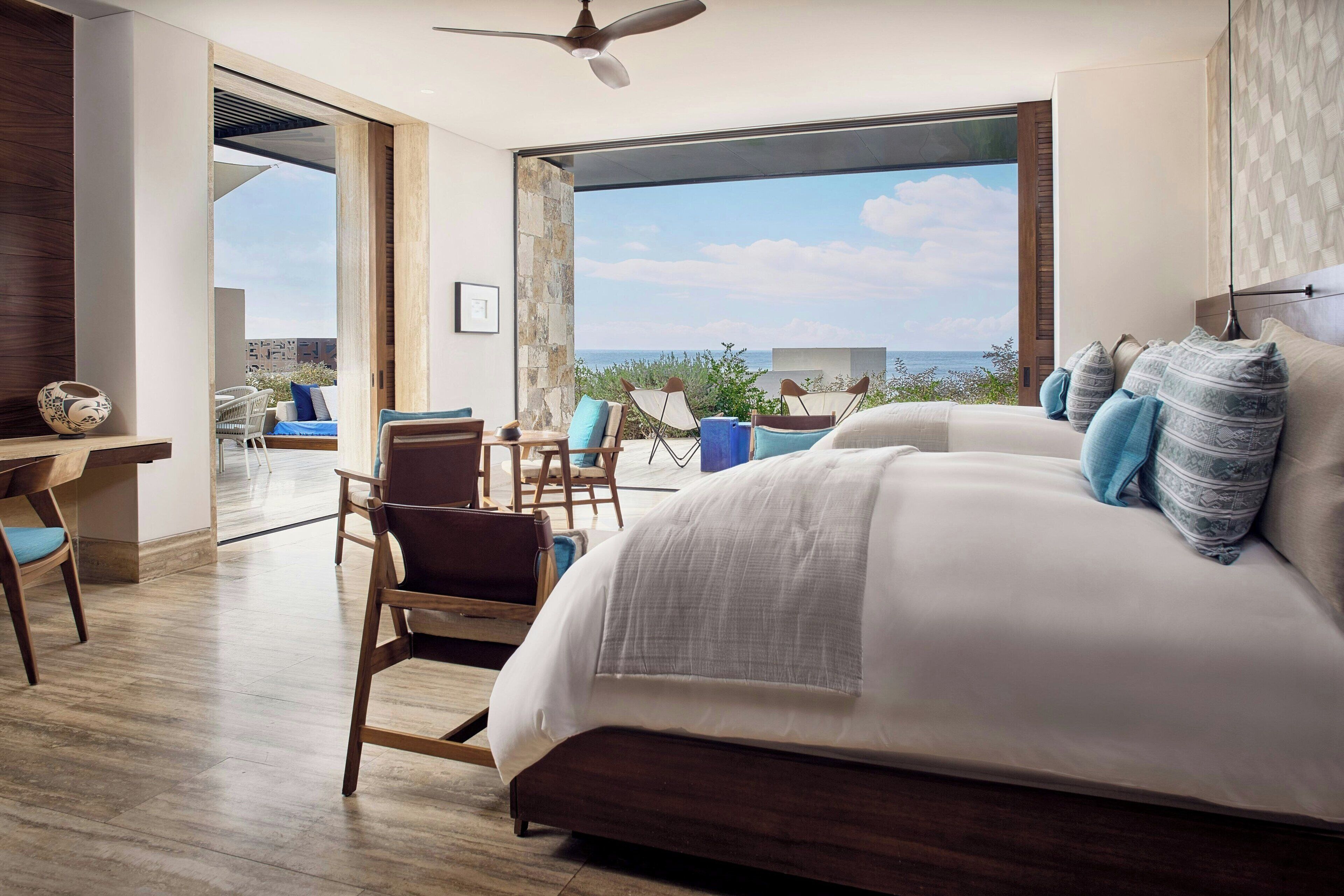 Habitación, 2 camas de matrimonio, vistas parciales al mar (Ground Floor) | Sábanas de algodón egipcio y ropa de cama de alta calidad