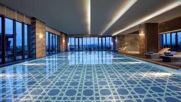 Indoor pool, open 6:00 AM to 10:00 PM, sun loungers