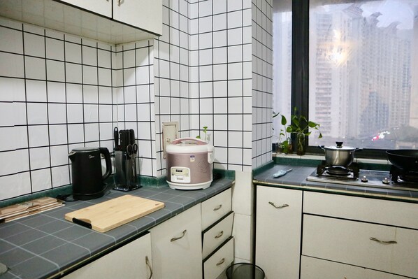 Four-Bedroom Apartment | Private kitchen | Fridge, stovetop, electric kettle, rice cooker