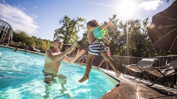 Indoor pool, outdoor pool, pool loungers