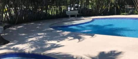 Outdoor pool, pool loungers