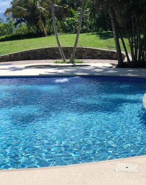 Outdoor pool, sun loungers