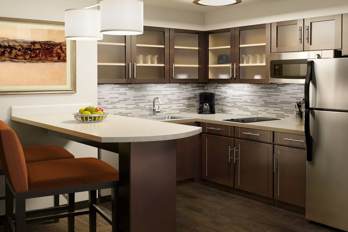 desk, laptop workspace, blackout curtains, iron/ironing board