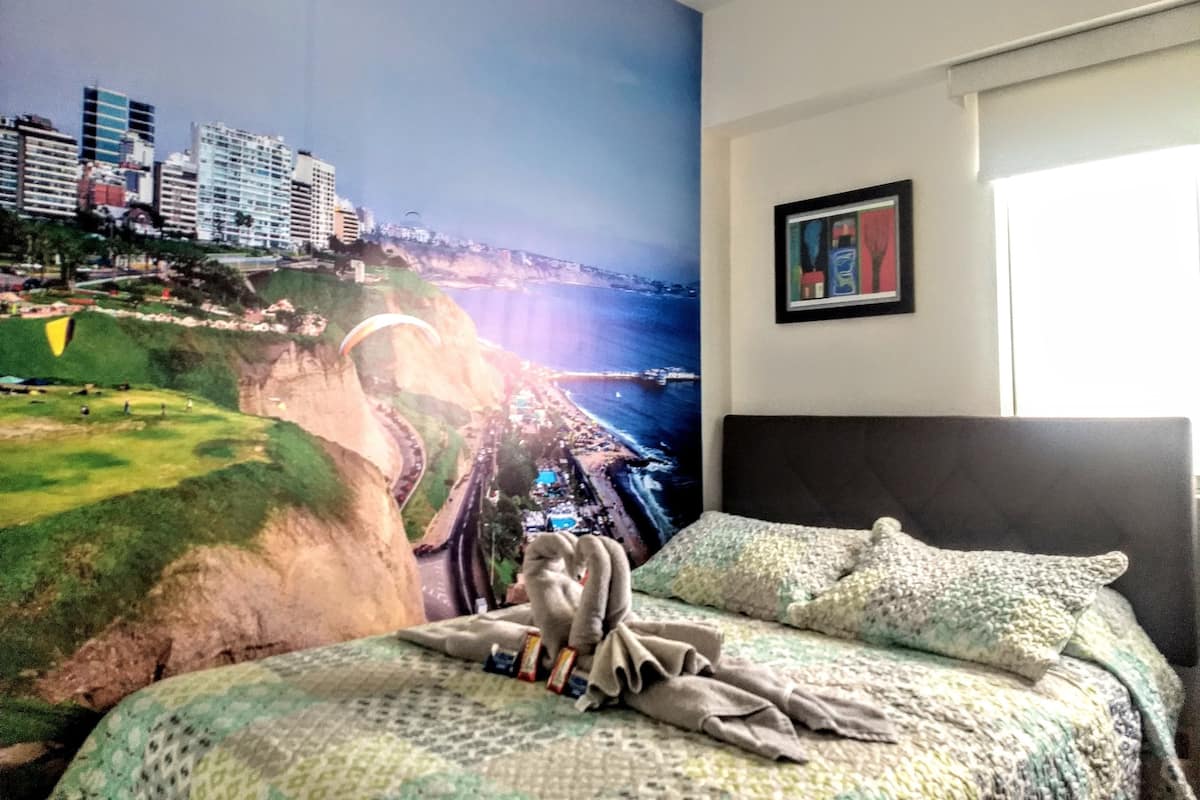 Blackout curtains, iron/ironing board, free WiFi, bed sheets