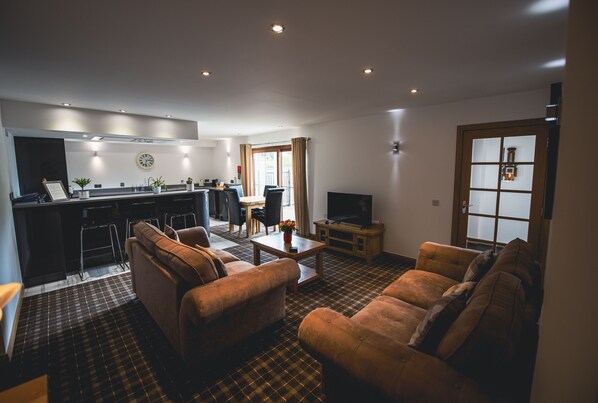 Flat-screen TV, DVD player