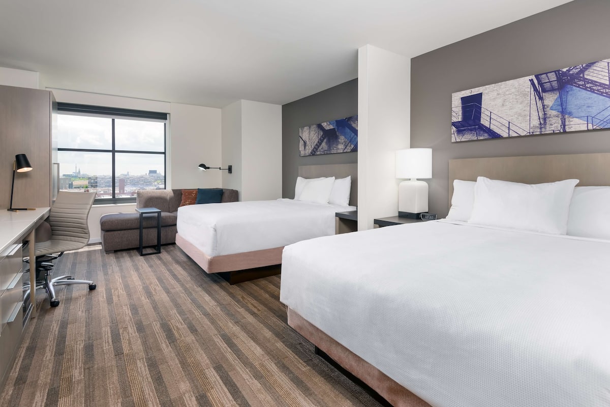 Accessible Den | Two Queen Beds / Roll-in Shower | Premium bedding, in-room safe, desk, laptop workspace