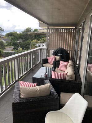 Terrace/patio - Quiet street, lovely outlook and miles from your worries (Salamander Bay)