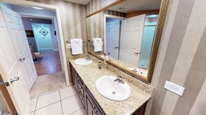 Shower, towels - Oceanfront Charm | Poolside Views | Summer Retreat | OB 1002 (Myrtle Beach)