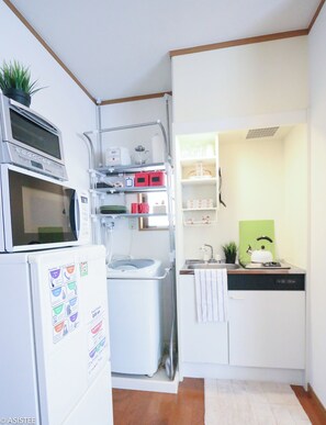 Fridge, microwave, stovetop, coffee/tea maker - Fuji House | 2BR 2Bath in Shinjuku West (Suginami)