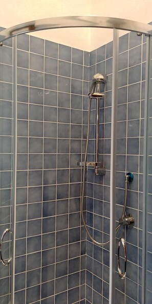Regadera, secadora de cabello, bidet, toallas 