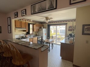 Fridge, microwave, dishwasher, coffee/tea maker