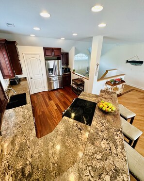 Fridge, microwave, oven, stovetop - Waterfront with Ocean Views, Private Pier, Arcades, Game Room, Firepit, Hot Tub! (Oak Island)