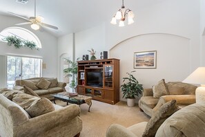 TV, video games, DVD player, books