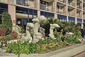 Enter a serene oasis with a unique sculpture garden and modern building design.