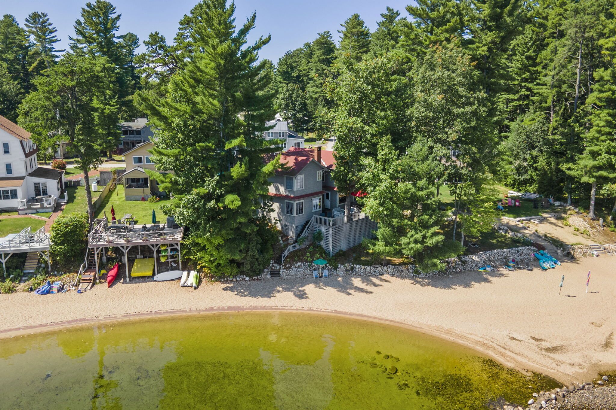 On the beach, sun-loungers, beach towels