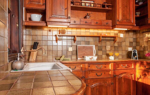 Fridge, stovetop, coffee/tea maker