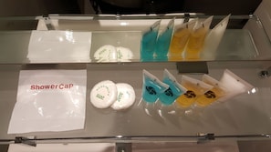 Free toiletries, slippers, towels
