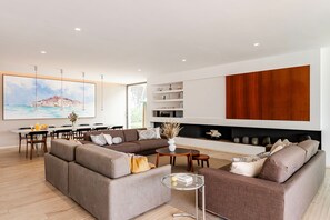 TV, fireplace