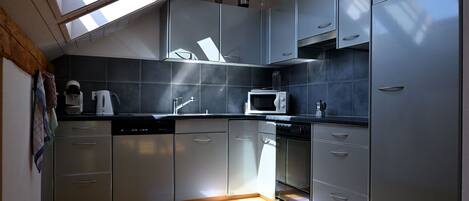 Réfrigérateur, micro-ondes, plaque de cuisson, lave-vaisselle