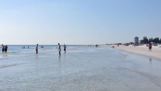 A beach with people walking and standing in the water. - 2 BR Condo-Short Walk to Siesta Beach/ One 25 lbs Dog Allowed (Siesta Key)