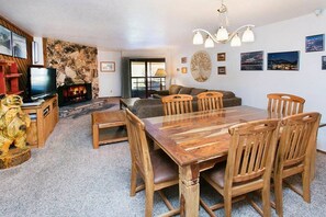 TV, fireplace, DVD player, video library