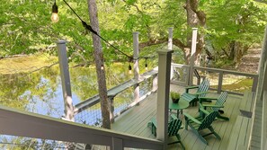 Terrace/patio - 2 Acre Little Pigeon River Cabin with Rare Private Swimming Hole + Hot Tub  (Sevierville)