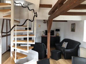 Télévision, cheminée, livres