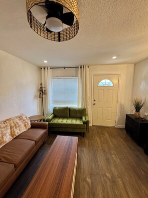 TV, DVD player, video library