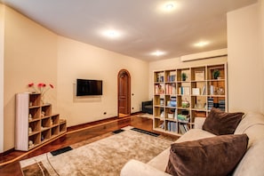 Smart TV, DVD player, books