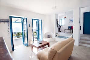 TV, fireplace - Sea view property with swimming pool ISLA summer homes (PAROS)