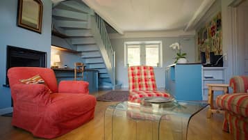 Télévision, cheminée, lecteur de DVD