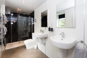 Douche, sèche-cheveux, serviettes fournies, papier toilette