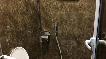 Studio Deluks, pemandangan kanal | Kamar mandi | Shower dan handuk