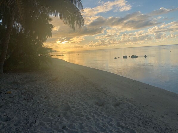 Beach nearby, sun loungers