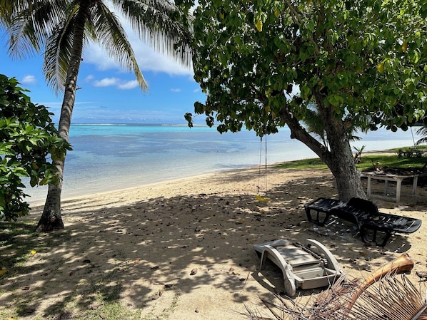 Beach nearby, sun loungers