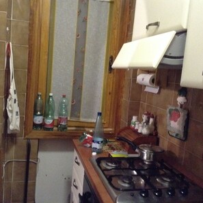 Fridge, oven, stovetop, coffee/tea maker