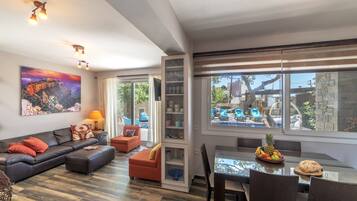 Smart-TV, Kamin, Tischtennisplatte, Arbeitsbereiche