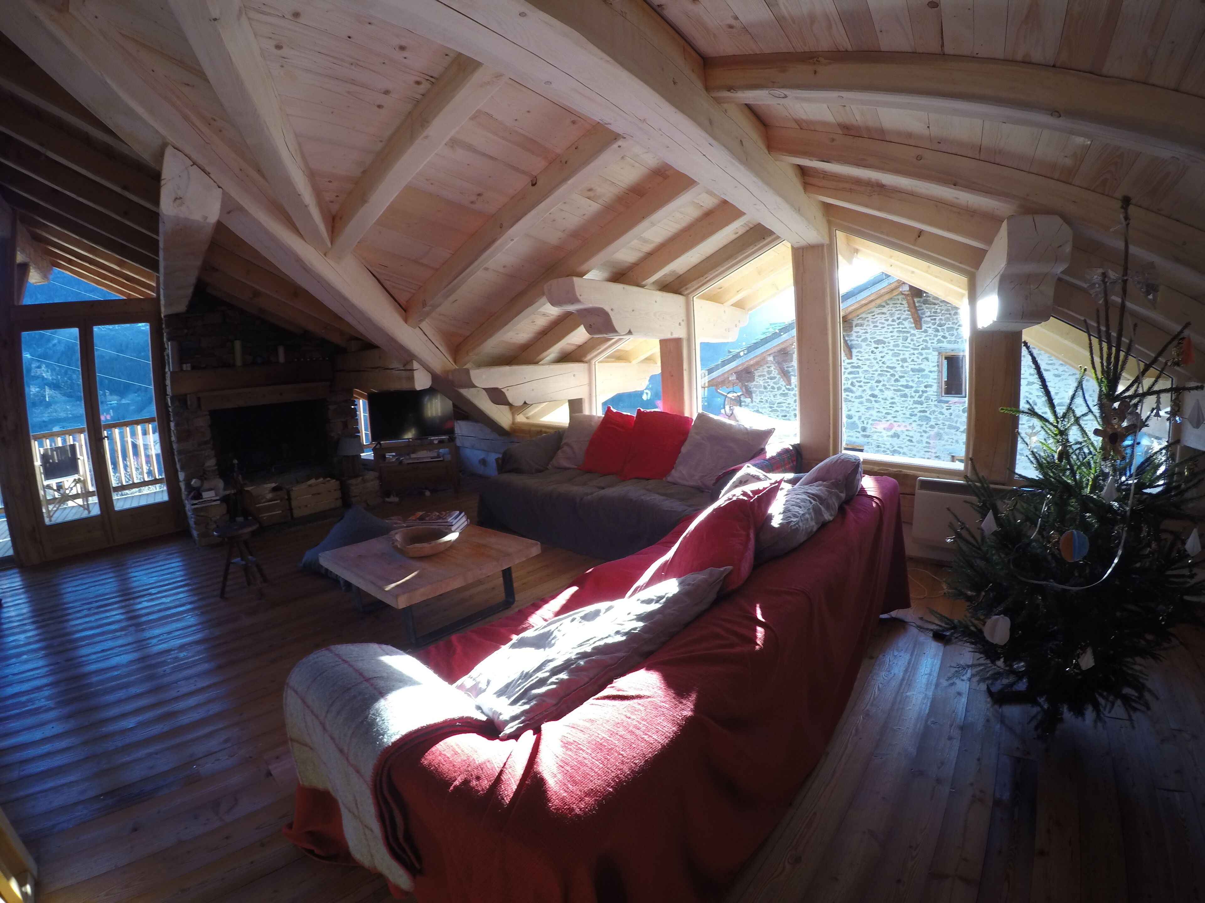 智能电视、壁炉、DVD 播放器、书