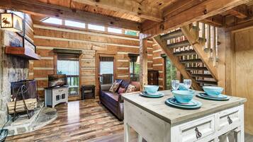 TV, fireplace, DVD player, video library