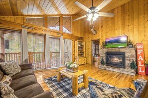 Smart TV, fireplace, video games, books