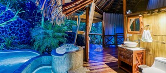 Romantic, treetop getaway w/ hammocks, jungle, & beach views