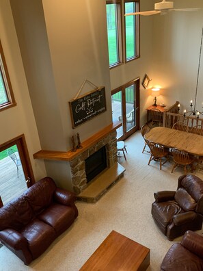 Smart TV, fireplace, table football