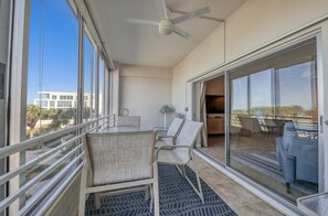 Outdoor dining - Horizons West #105 is a Beautiful Gulf Front 1 Br, 1 Ba Condo on Siesta Key, #1 Beach In The USA! (Sarasota)
