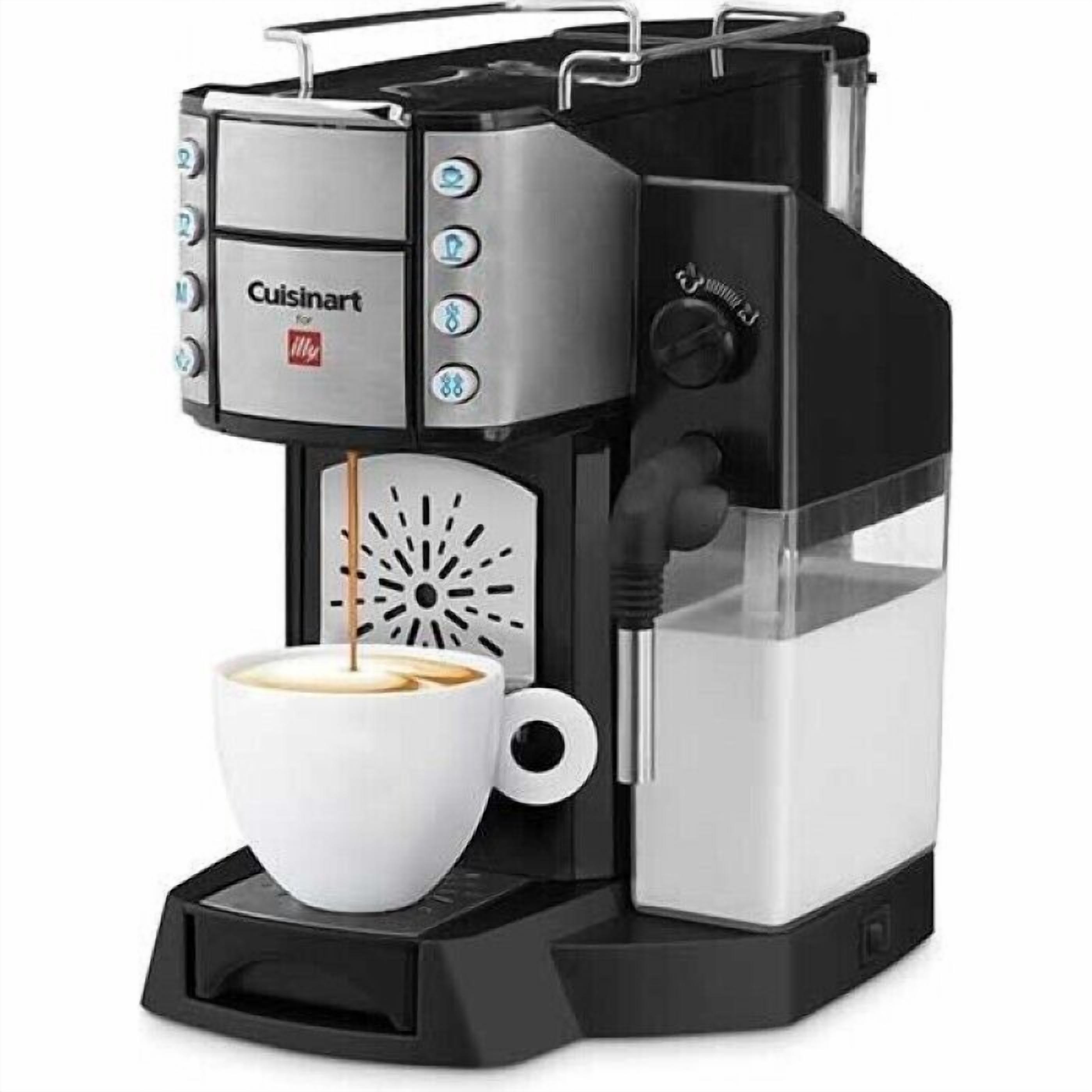 A Cuisinart coffee maker with a cup of coffee.