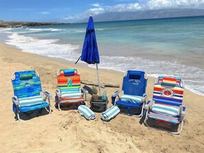 Tumbonas, toallas de playa y pesca