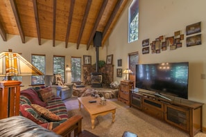TV, fireplace, foosball