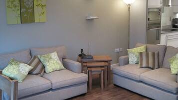 TV, DVD player, books, stereo