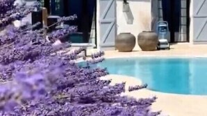 A two-story house with a swimming pool, large windows, and a covered patio area. - French stonehouse with fantastic views (Théoule-sur-Mer)