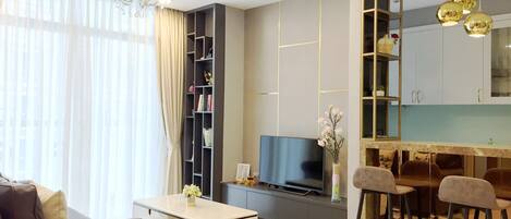 23-inch flat-screen TV with cable channels, TV